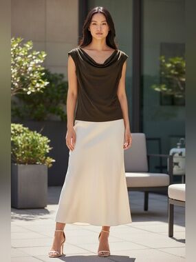 Urchin Women's Cowl Neck Top, Beautiful Shimmering Brown, Size Large